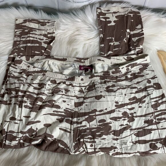 Salaam Cream/Brown Print Leggings Sz L - Picture 1 of 5